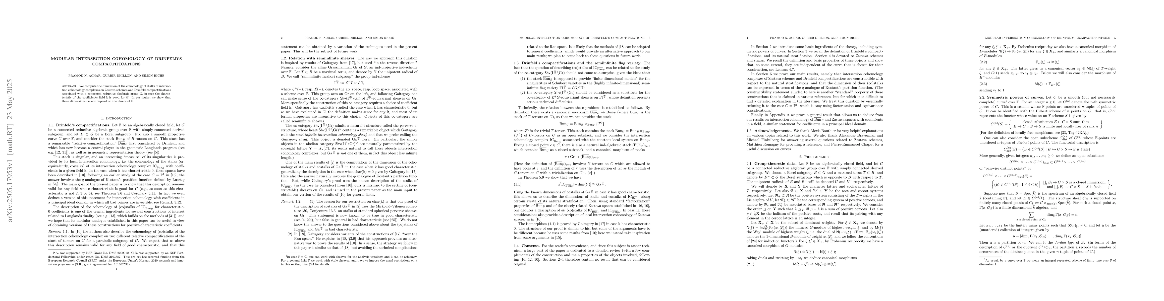 Thumbnail for Modular intersection cohomology of Drinfeld's compactifications