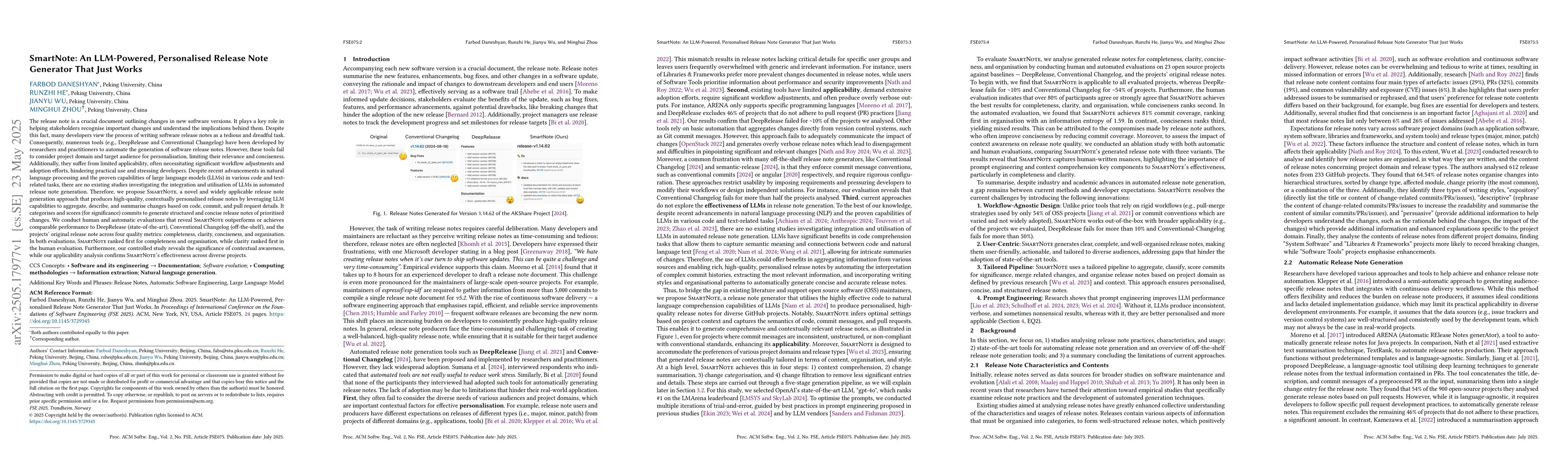 Thumbnail for SmartNote: An LLM-Powered, Personalised Release Note Generator That Just
  Works