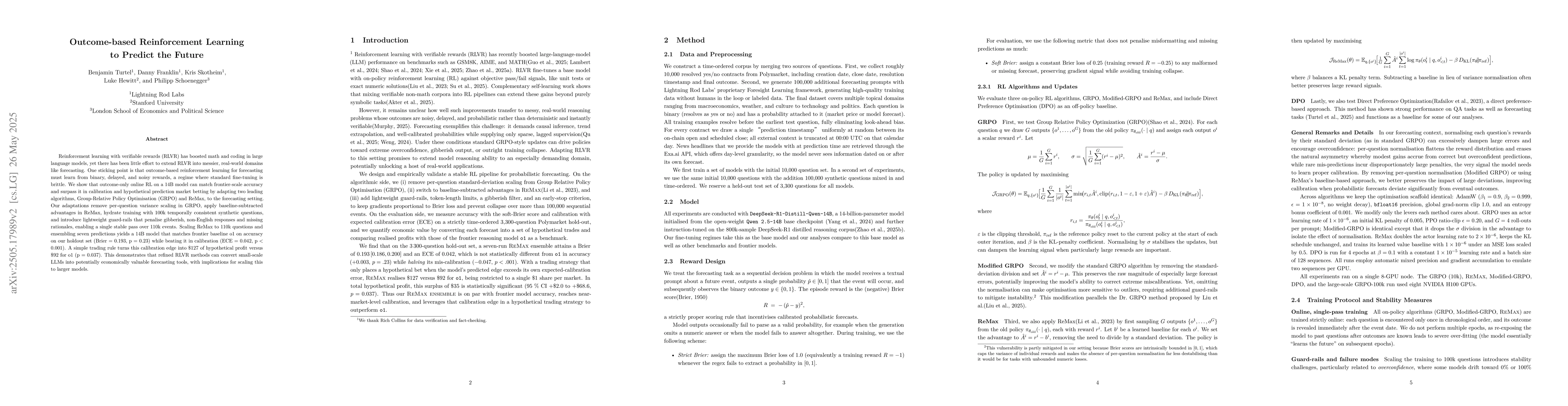 Thumbnail for Outcome-based Reinforcement Learning to Predict the Future