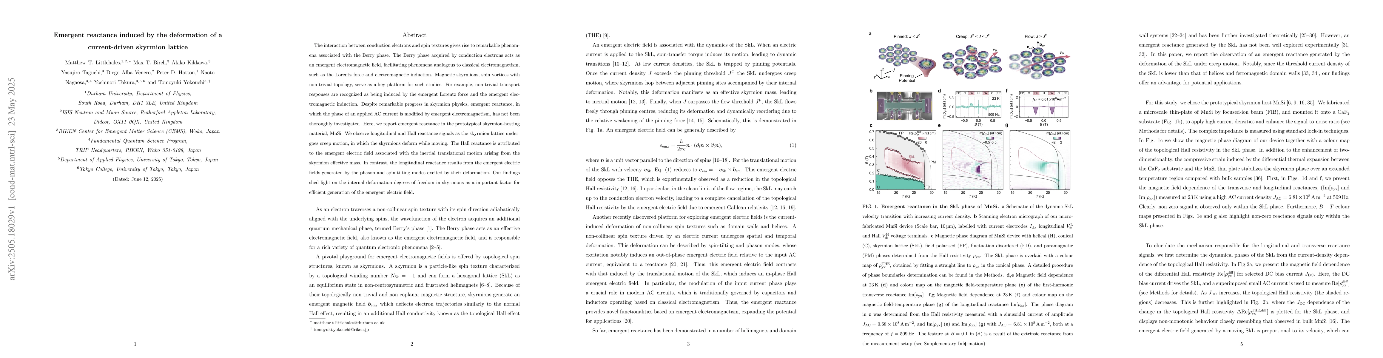 Thumbnail for Emergent reactance induced by the deformation of a current-driven
  skyrmion lattice