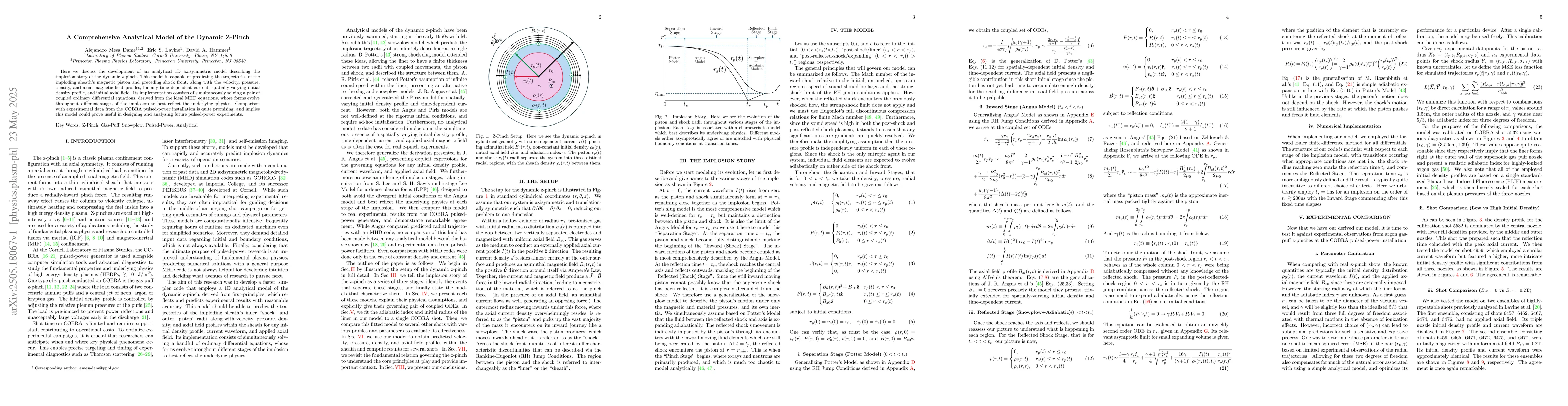 Thumbnail for A Comprehensive Analytical Model of the Dynamic Z-Pinch