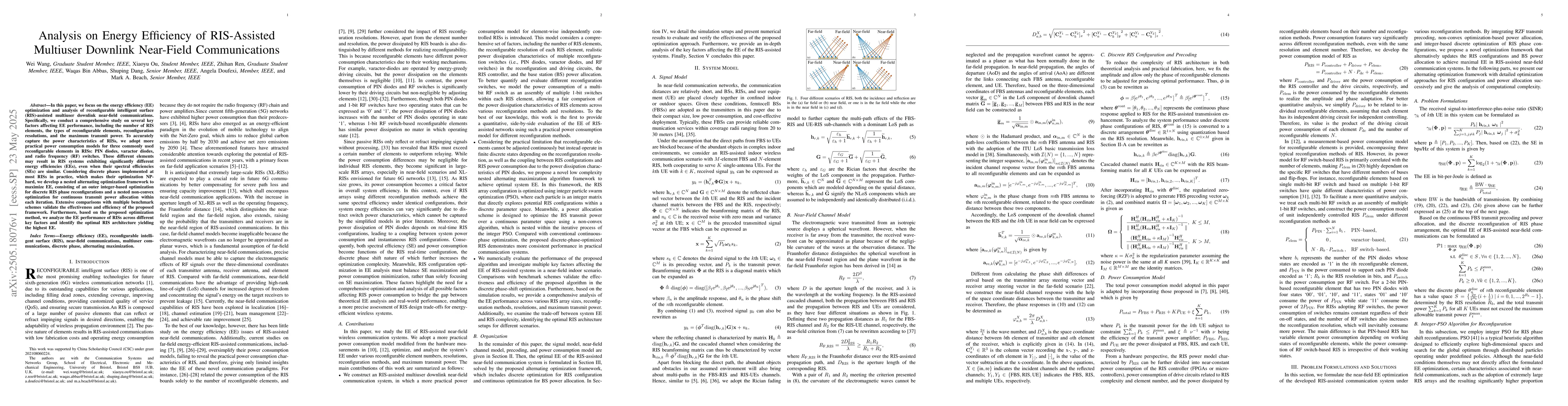 Thumbnail for Analysis on Energy Efficiency of RIS-Assisted Multiuser Downlink
  Near-Field Communications