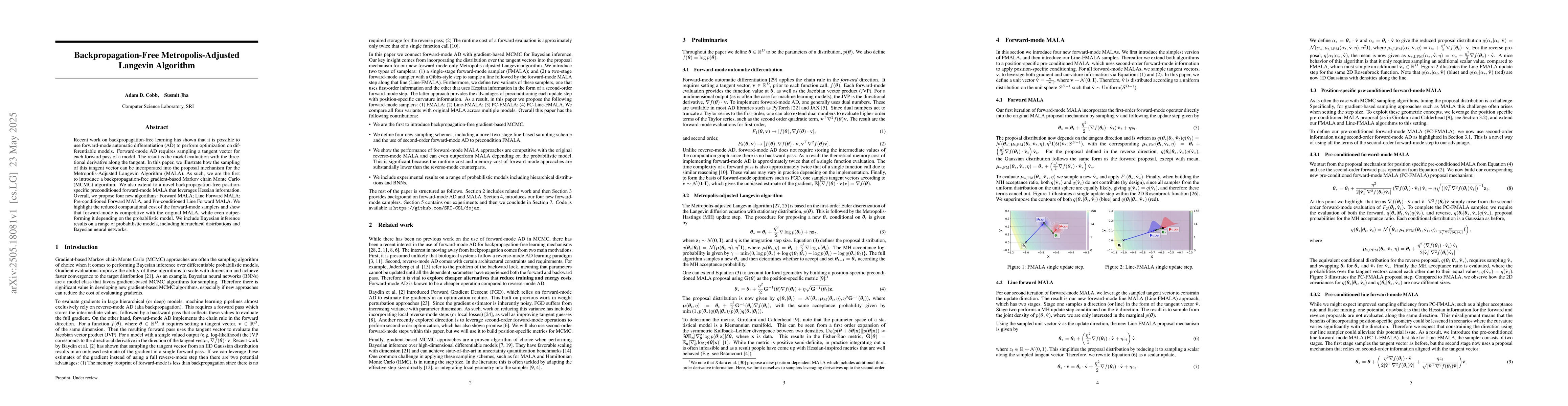 Thumbnail for Backpropagation-Free Metropolis-Adjusted Langevin Algorithm