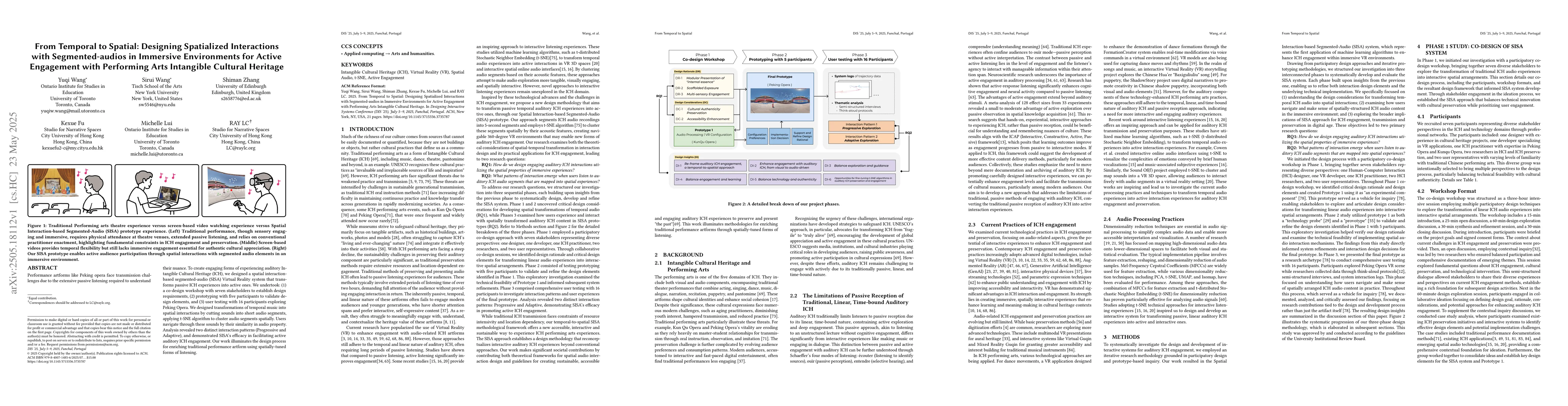 Thumbnail for From Temporal to Spatial: Designing Spatialized Interactions with
  Segmented-audios in Immersive Environments for Active Engagement with
  Performing Arts Intangible Cultural Heritage