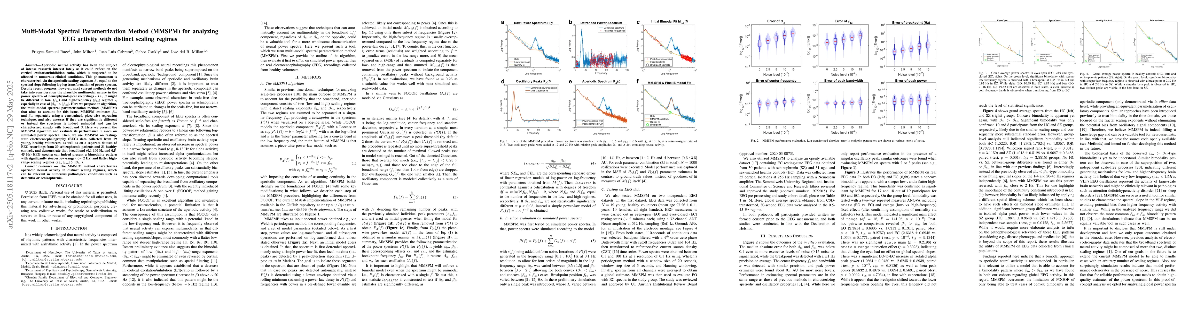 Thumbnail for Multi-Modal Spectral Parametrization Method (MMSPM) for analyzing EEG
  activity with distinct scaling regimes