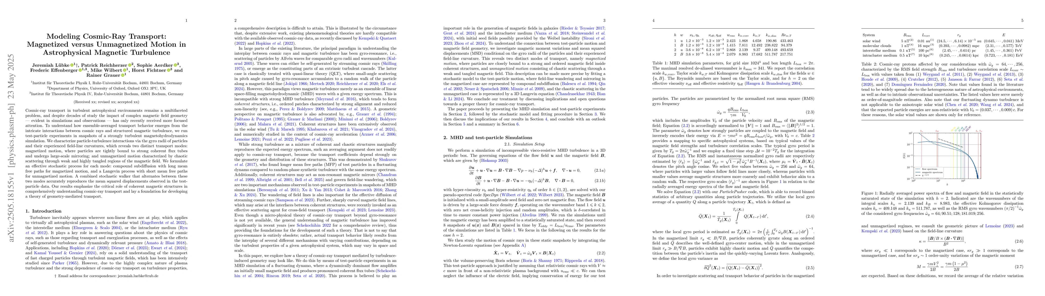 Thumbnail for Modeling Cosmic-Ray Transport: Magnetized versus Unmagnetized Motion in
  Astrophysical Magnetic Turbulence