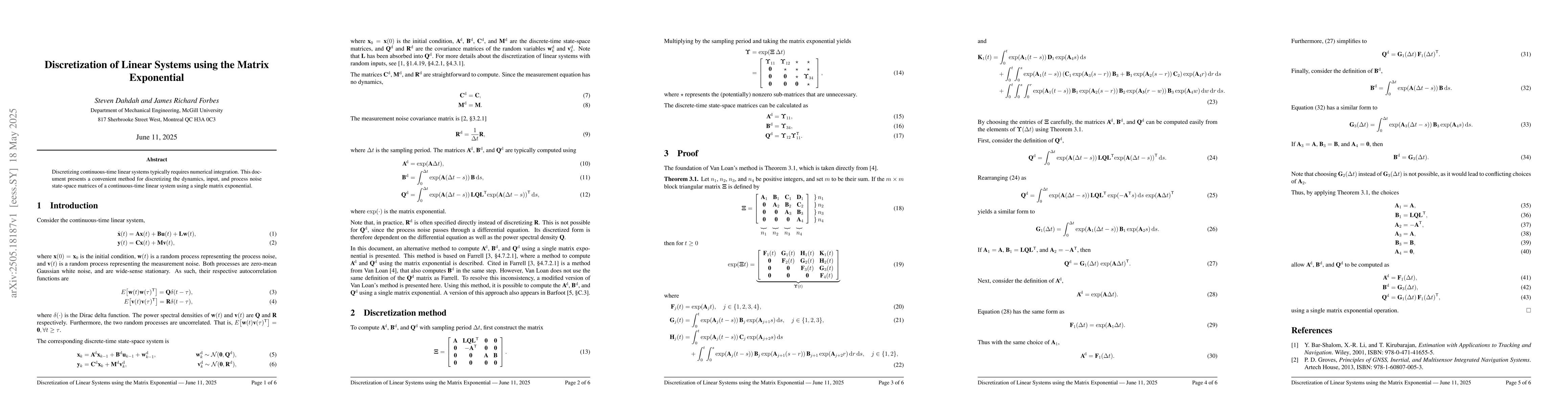 Thumbnail for Discretization of Linear Systems using the Matrix Exponential