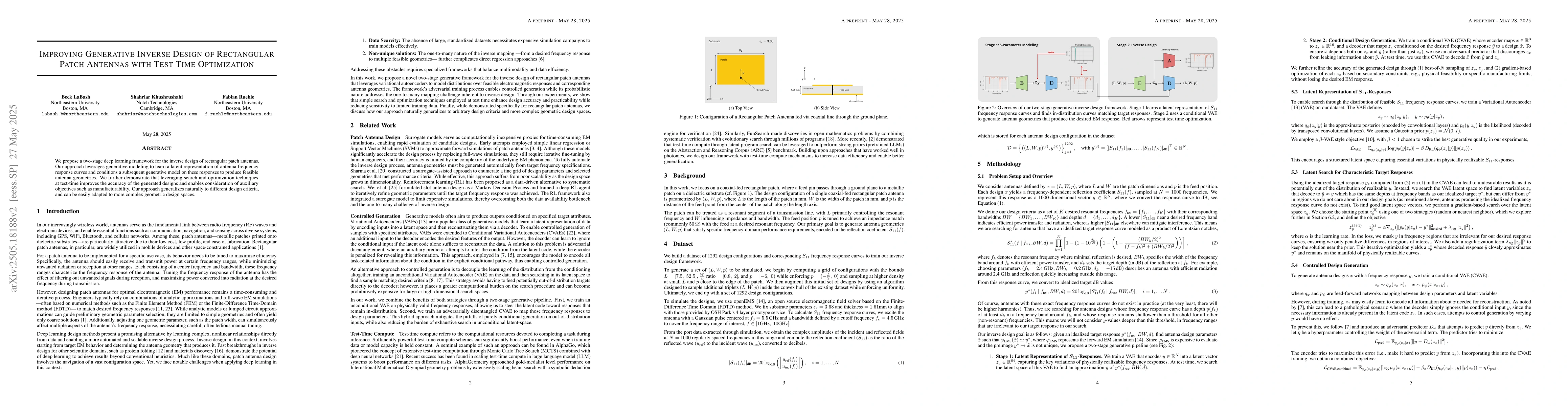 Thumbnail for Improving Generative Inverse Design of Rectangular Patch Antennas with
  Test Time Optimization