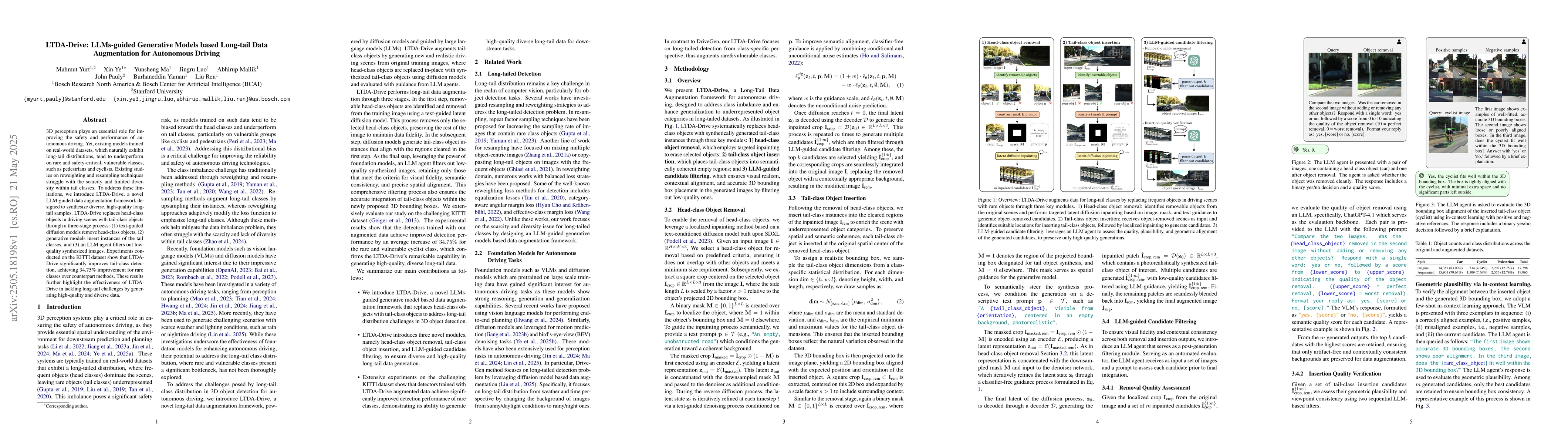 Thumbnail for LTDA-Drive: LLMs-guided Generative Models based Long-tail Data
  Augmentation for Autonomous Driving