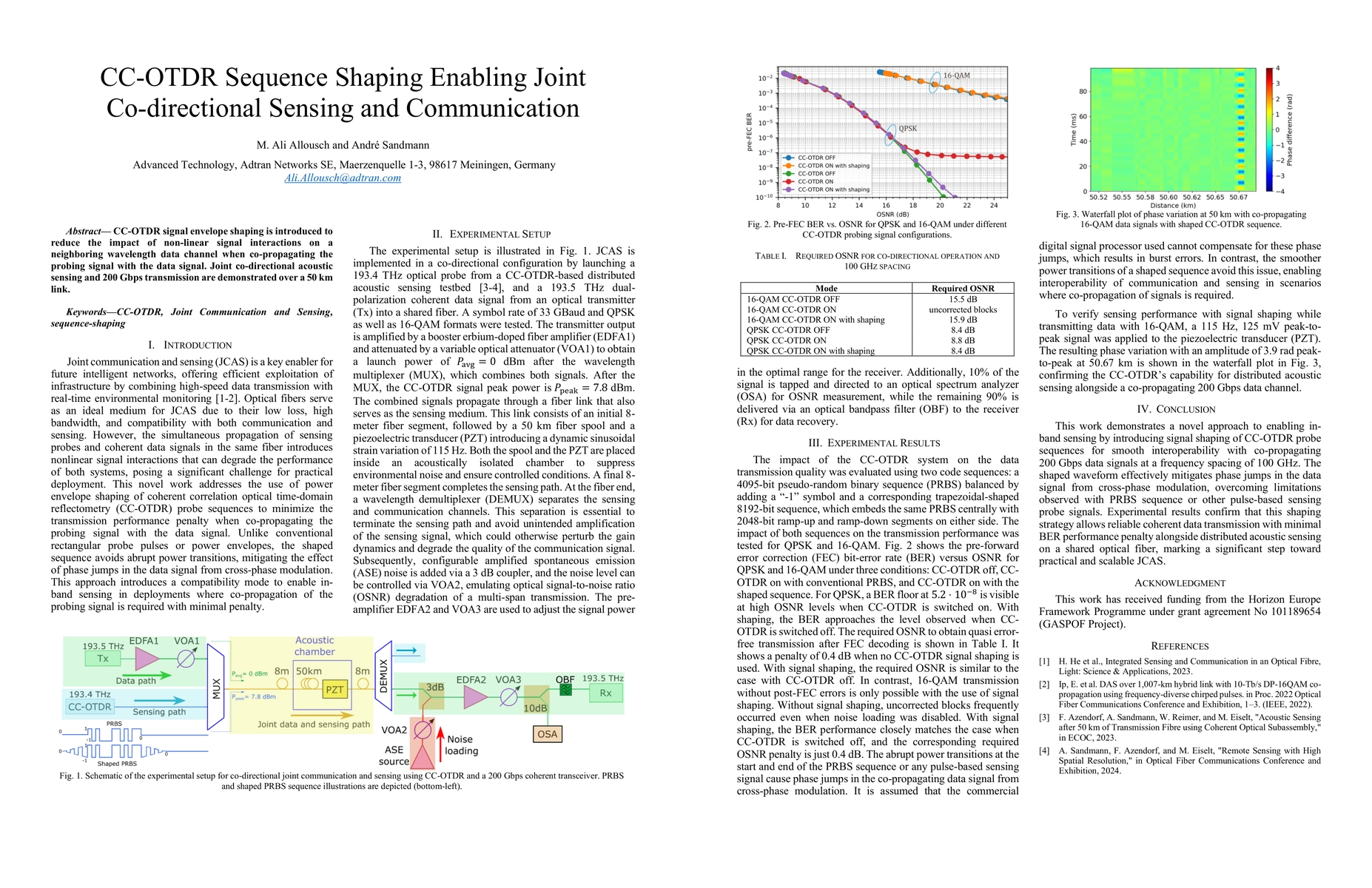 Thumbnail for CC-OTDR Sequence Shaping Enabling Joint Co-directional Sensing and
  Communication