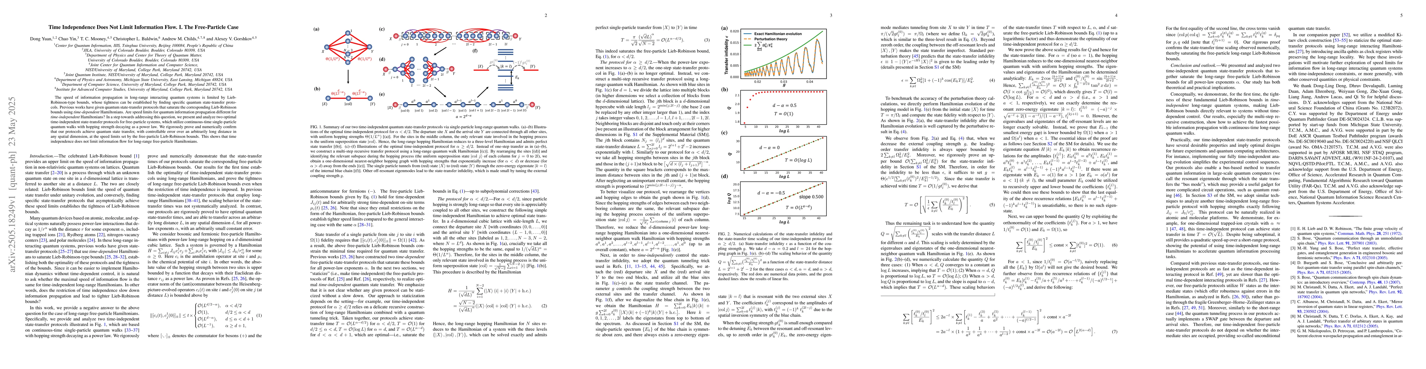 Thumbnail for Time Independence Does Not Limit Information Flow. I. The Free-Particle
  Case