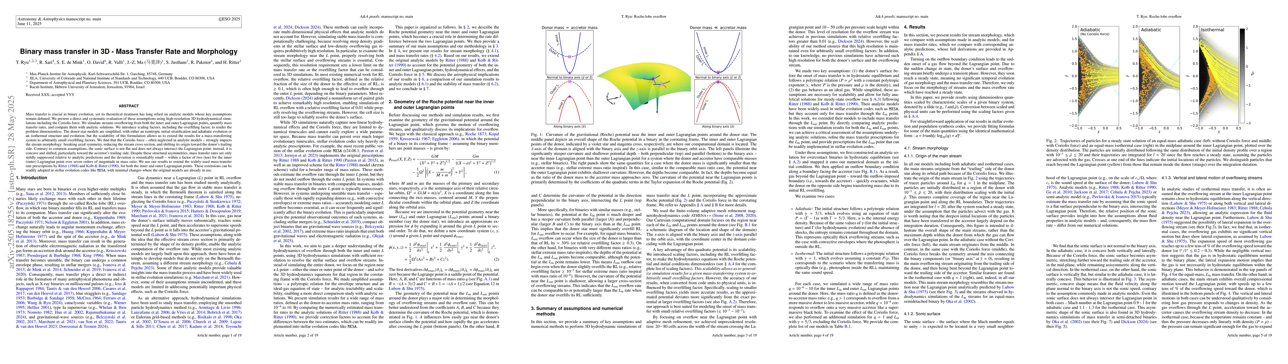 Thumbnail for Binary mass transfer in 3D -- Mass Transfer Rate and Morphology