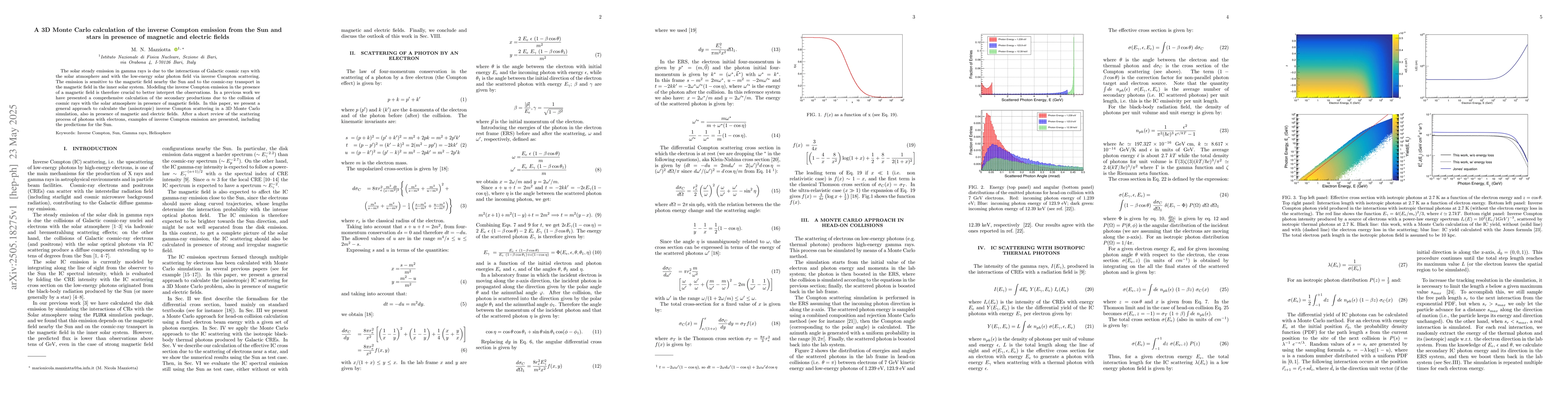 Thumbnail for A 3D Monte Carlo calculation of the inverse Compton emission from the
  Sun and stars in presence of magnetic and electric fields