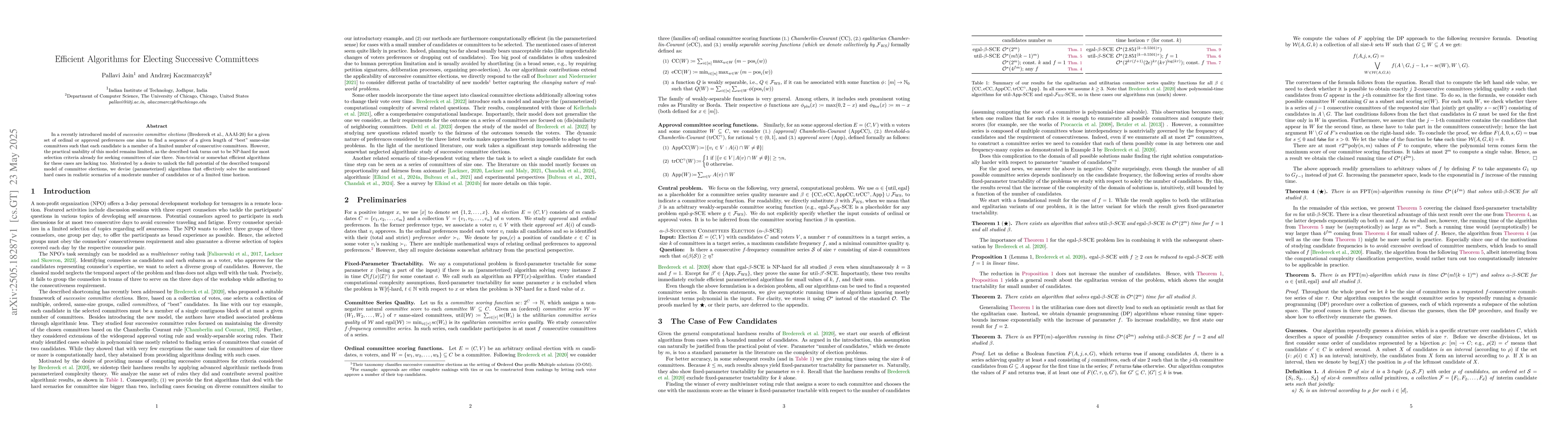 Thumbnail for Efficient Algorithms for Electing Successive Committees