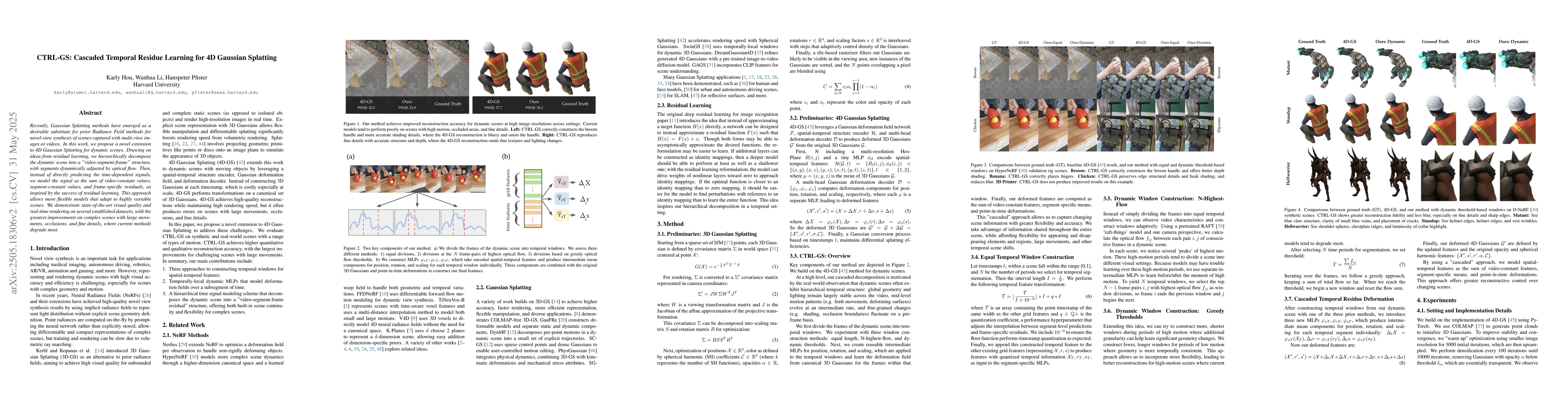 Thumbnail for CTRL-GS: Cascaded Temporal Residue Learning for 4D Gaussian Splatting