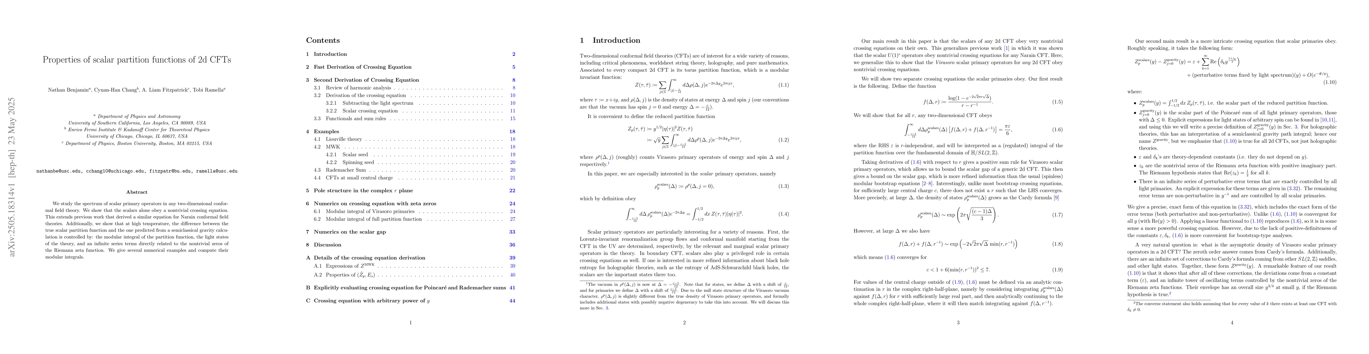 Thumbnail for Properties of scalar partition functions of 2d CFTs