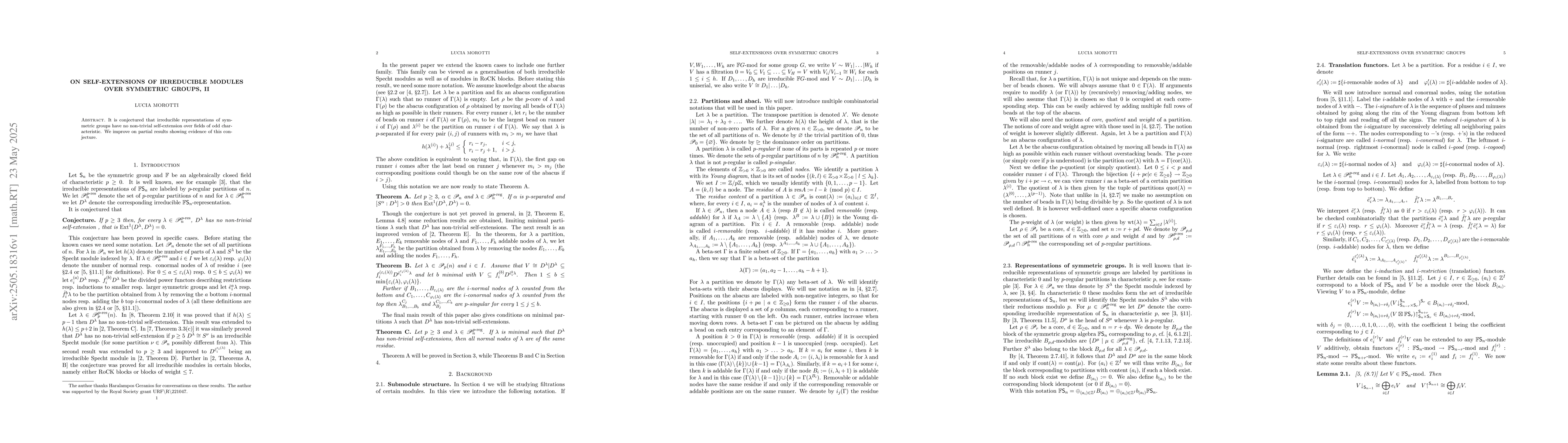 Thumbnail for On self-extensions of irreducible modules over symmetric groups, II