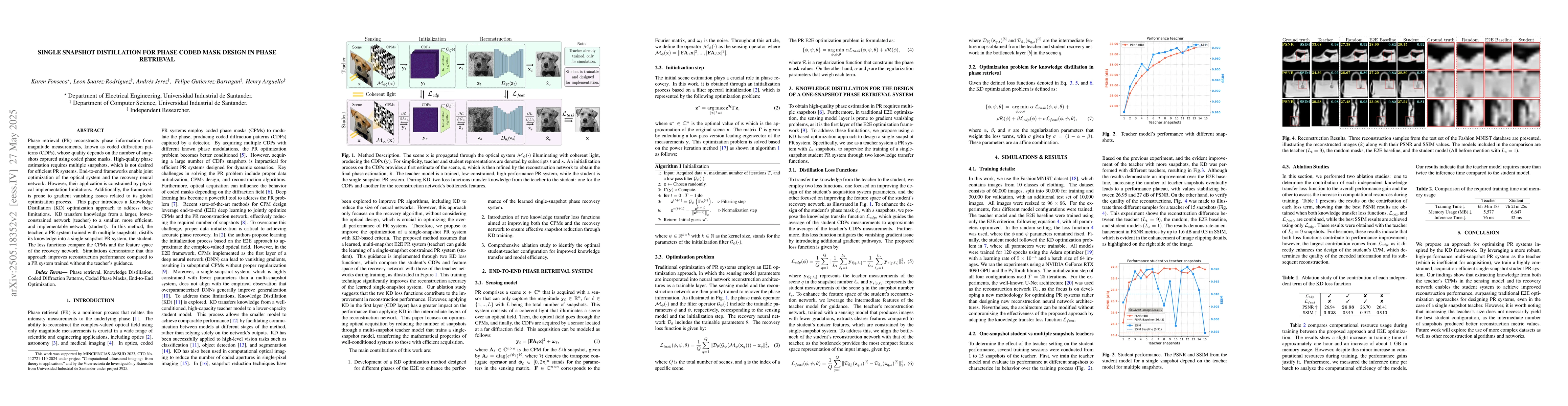 Thumbnail for Single Snapshot Distillation for Phase Coded Mask Design in Phase
  Retrieval