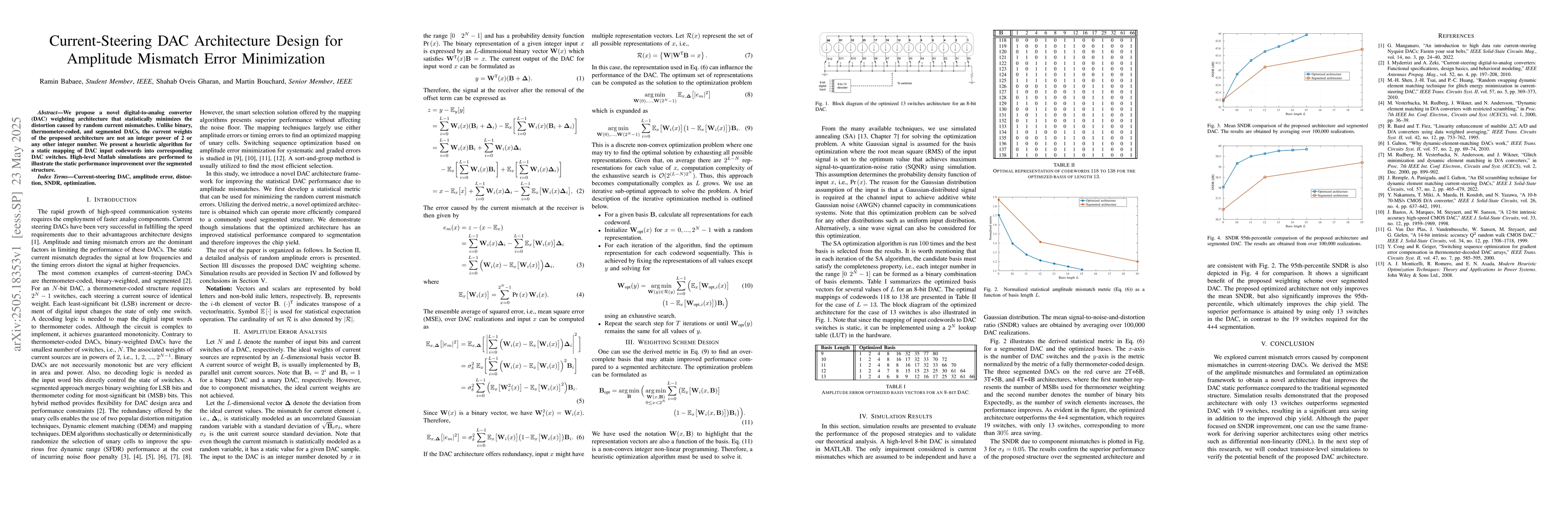 Thumbnail for Current-Steering DAC Architecture Design for Amplitude Mismatch Error
  Minimization