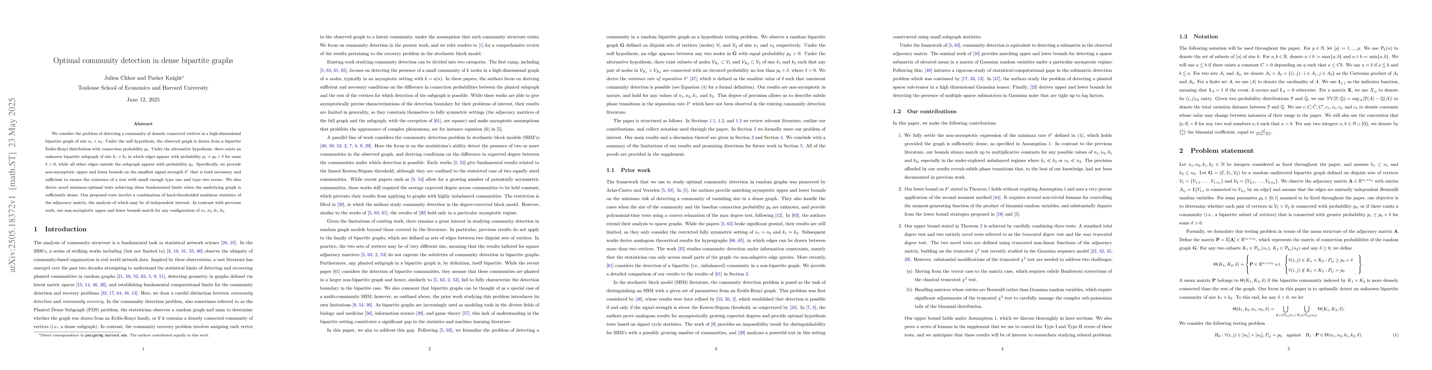 Thumbnail for Optimal community detection in dense bipartite graphs