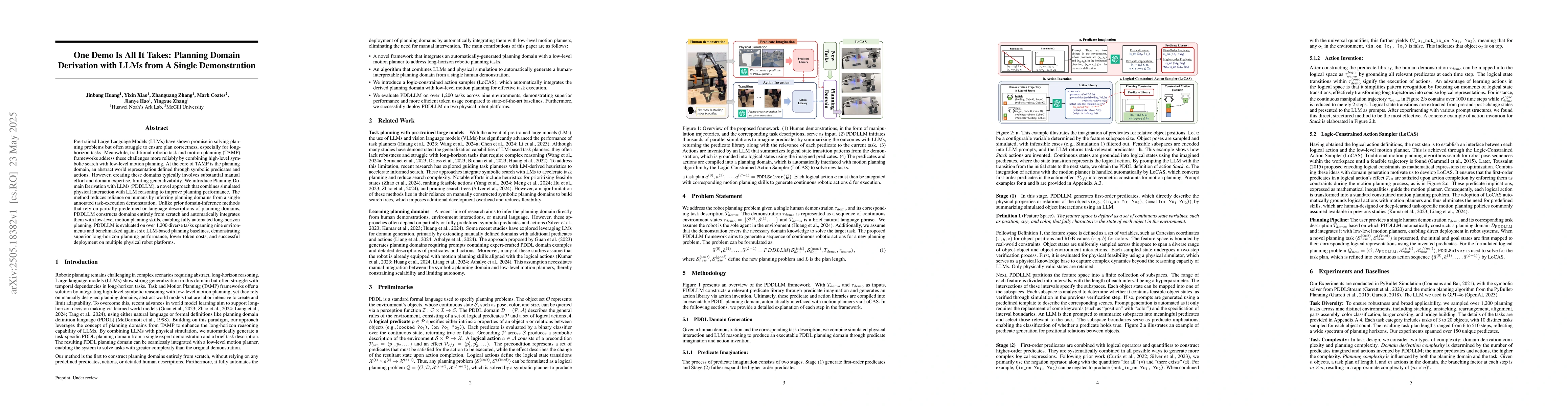 Thumbnail for One Demo Is All It Takes: Planning Domain Derivation with LLMs from A
  Single Demonstration