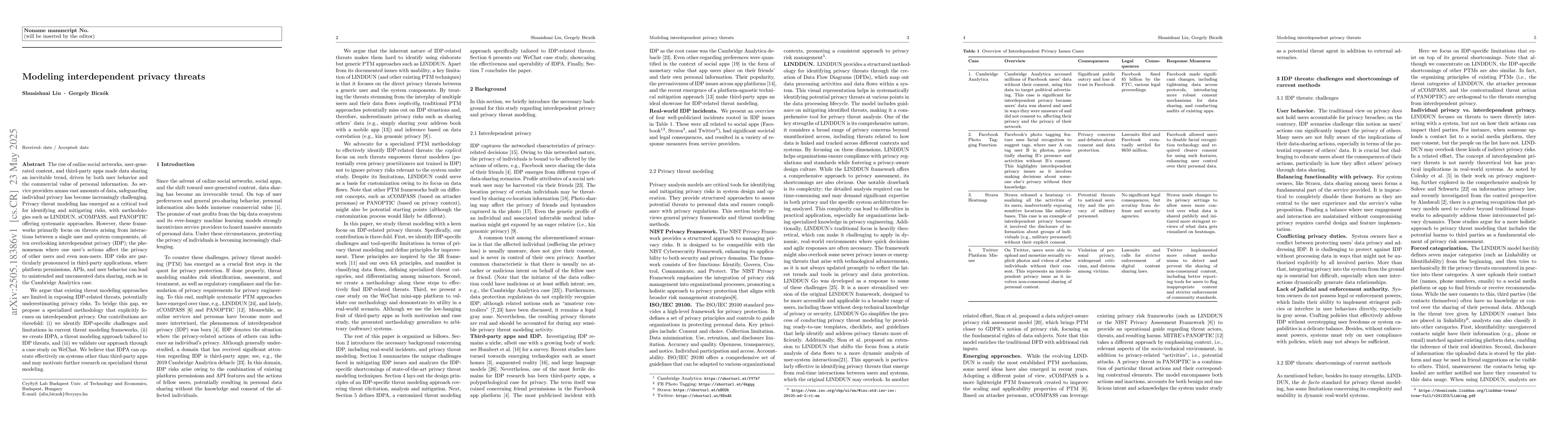 Thumbnail for Modeling interdependent privacy threats