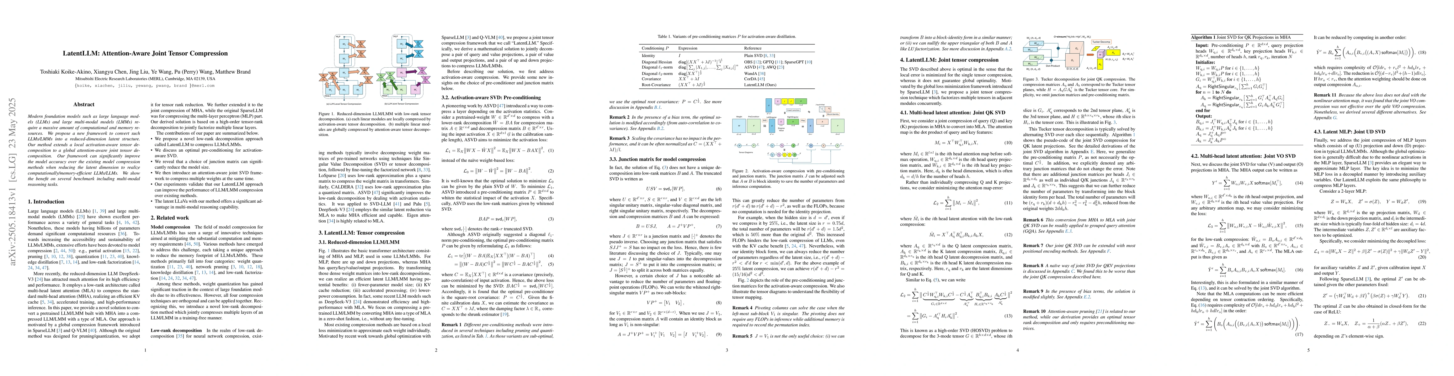 Thumbnail for LatentLLM: Attention-Aware Joint Tensor Compression