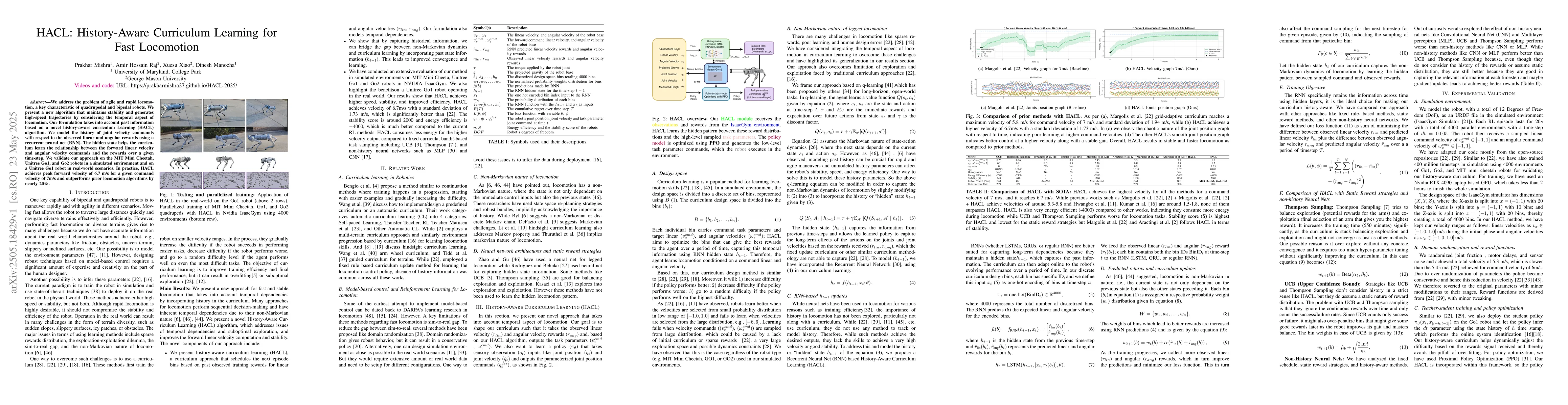 Thumbnail for HACL: History-Aware Curriculum Learning for Fast Locomotion