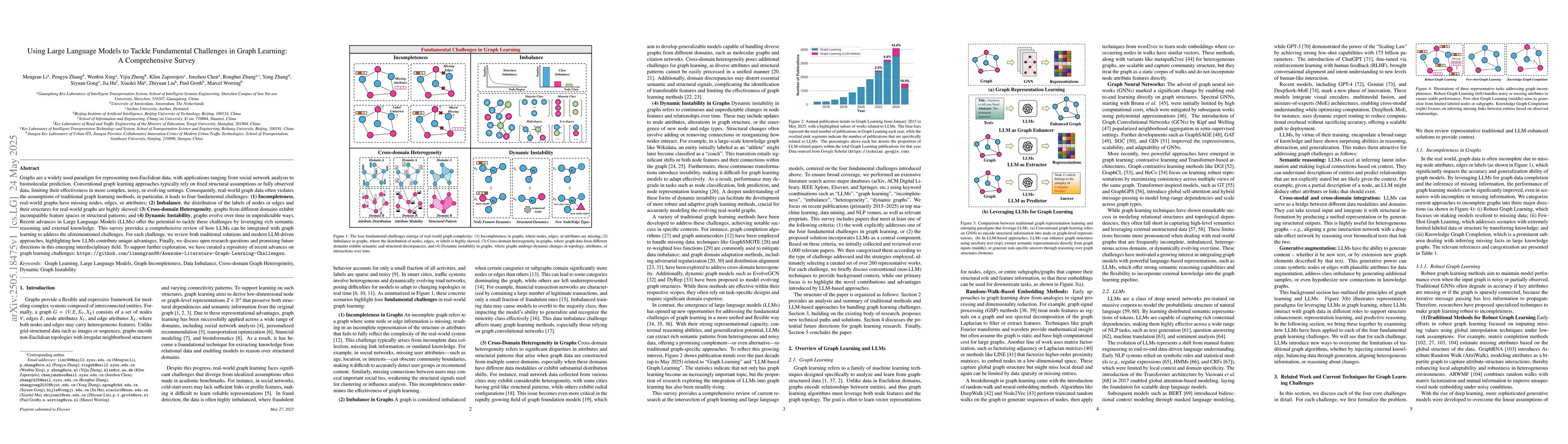 Thumbnail for Using Large Language Models to Tackle Fundamental Challenges in Graph
  Learning: A Comprehensive Survey