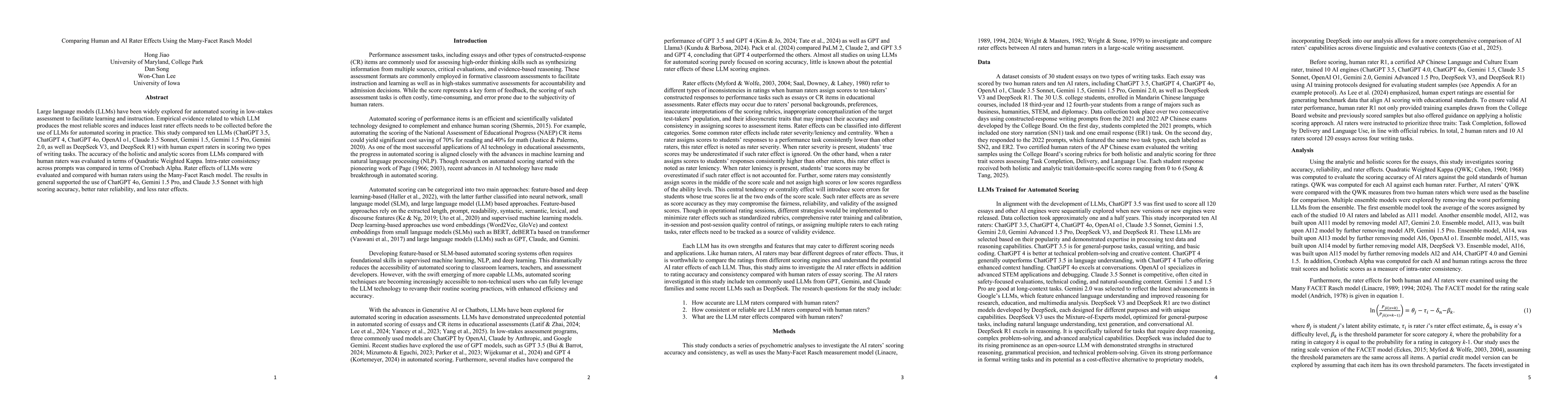 Thumbnail for Comparing Human and AI Rater Effects Using the Many-Facet Rasch Model