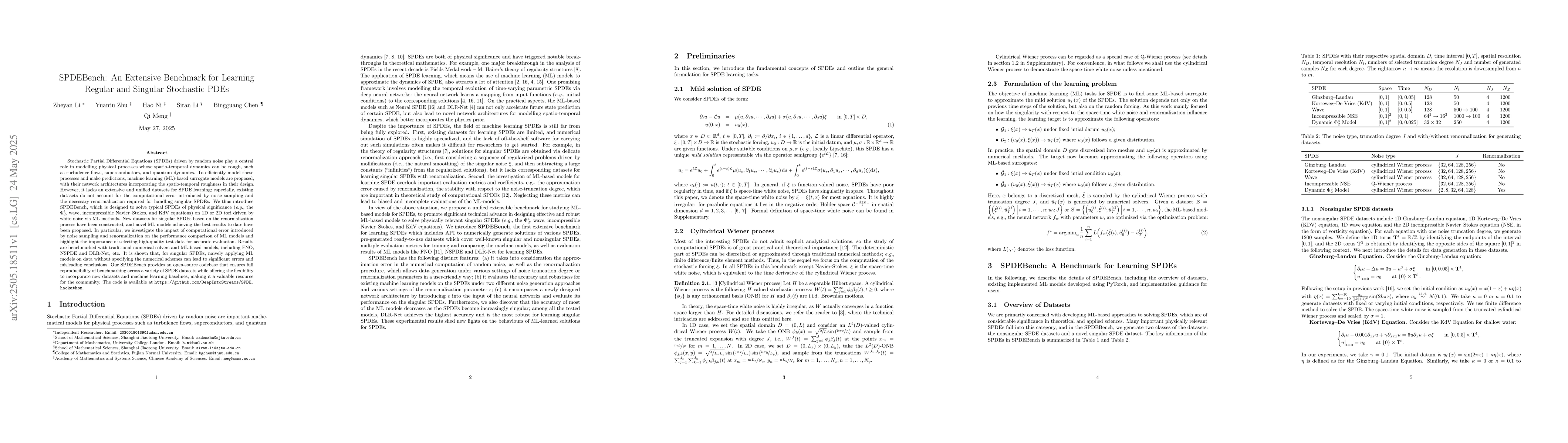 Thumbnail for SPDEBench: An Extensive Benchmark for Learning Regular and Singular
  Stochastic PDEs