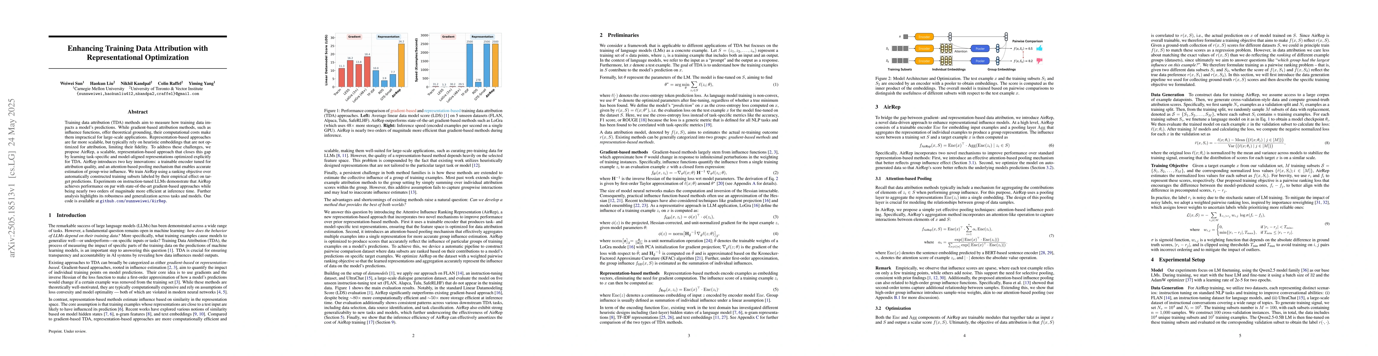 Thumbnail for Enhancing Training Data Attribution with Representational Optimization