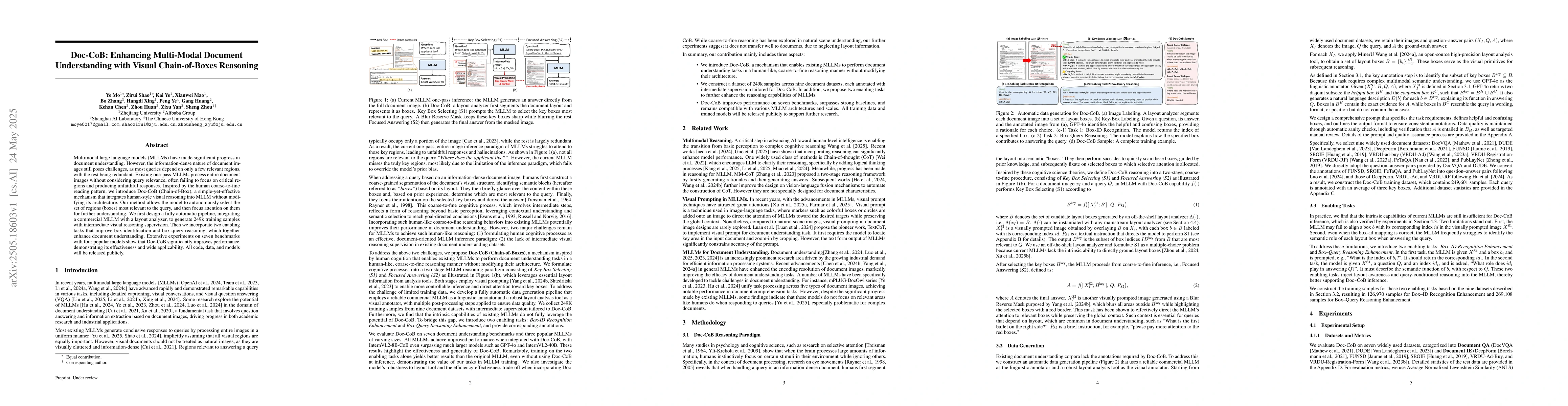 Thumbnail for Doc-CoB: Enhancing Multi-Modal Document Understanding with Visual
  Chain-of-Boxes Reasoning