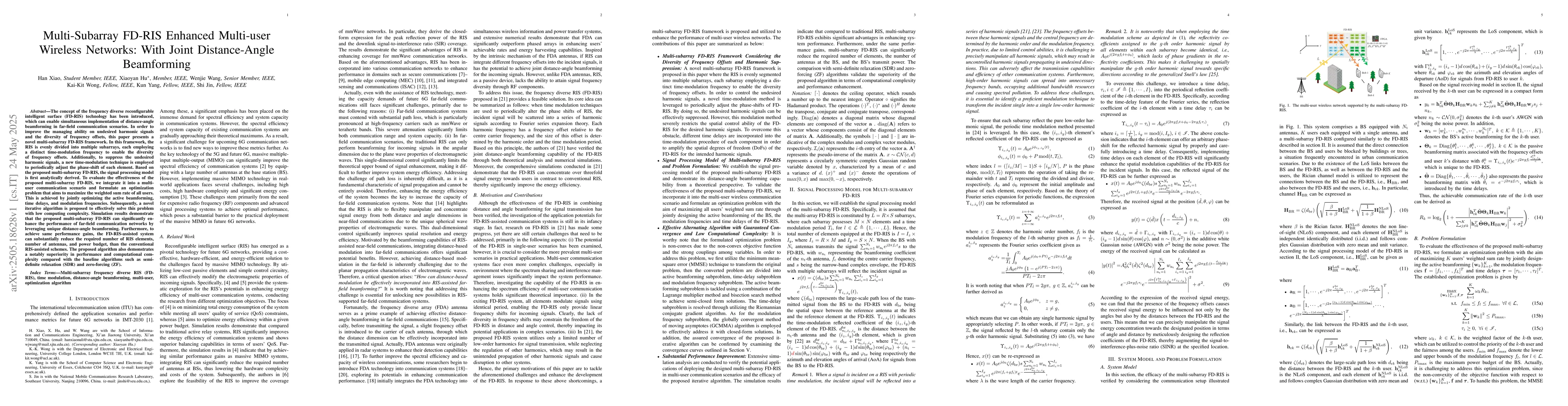 Thumbnail for Multi-Subarray FD-RIS Enhanced Multi-user Wireless Networks: With Joint
  Distance-Angle Beamforming