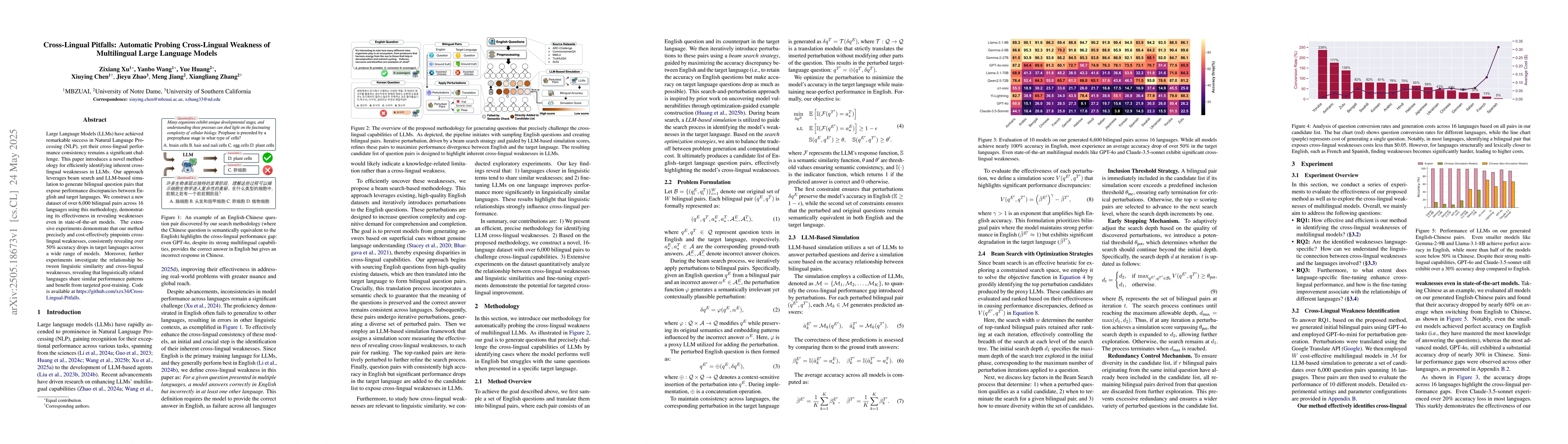 Thumbnail for Cross-Lingual Pitfalls: Automatic Probing Cross-Lingual Weakness of
  Multilingual Large Language Models