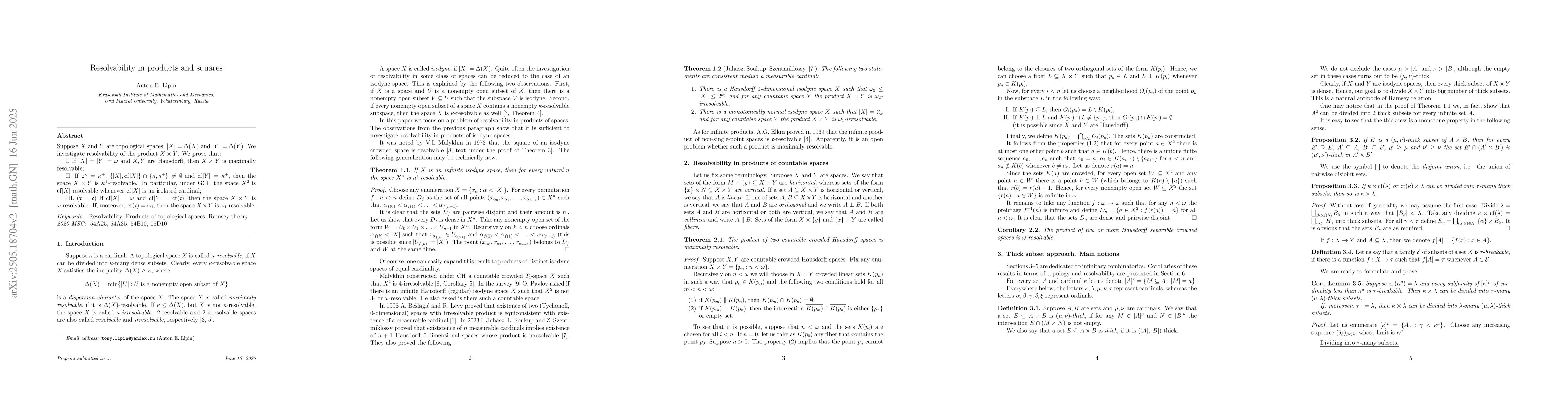 Thumbnail for Resolvability in products and squares