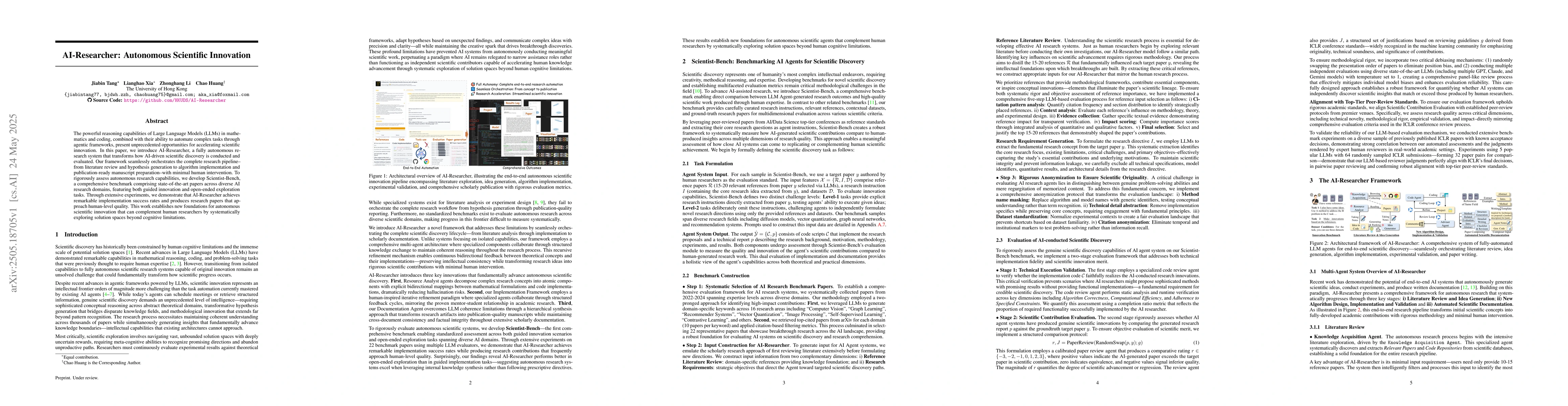 Thumbnail for AI-Researcher: Autonomous Scientific Innovation
