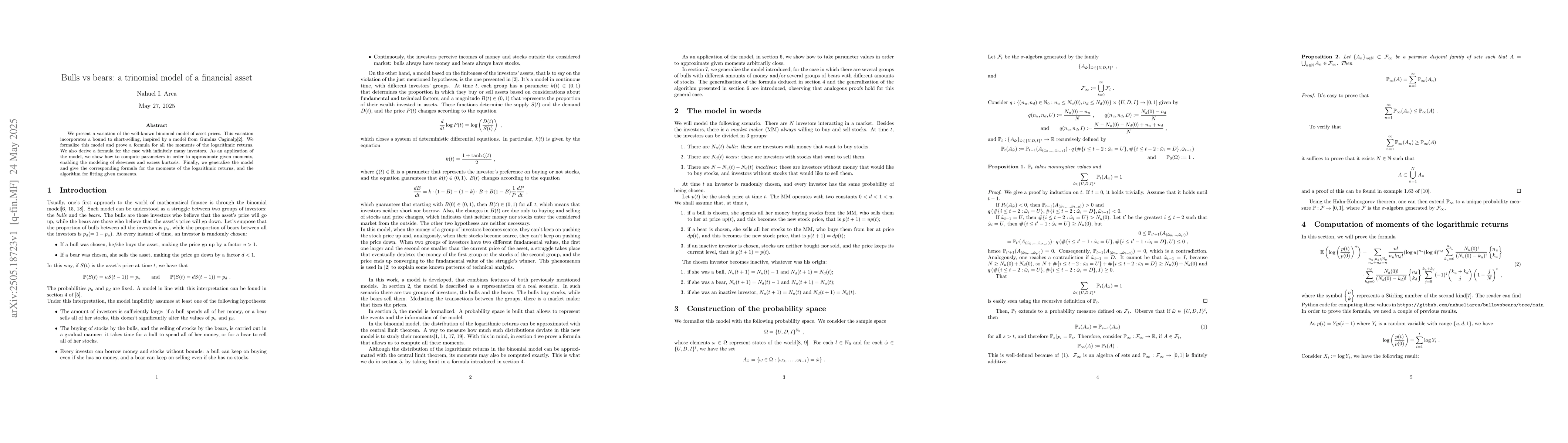 Thumbnail for Bulls vs Bears: a Trinomial Model of a Financial Asset