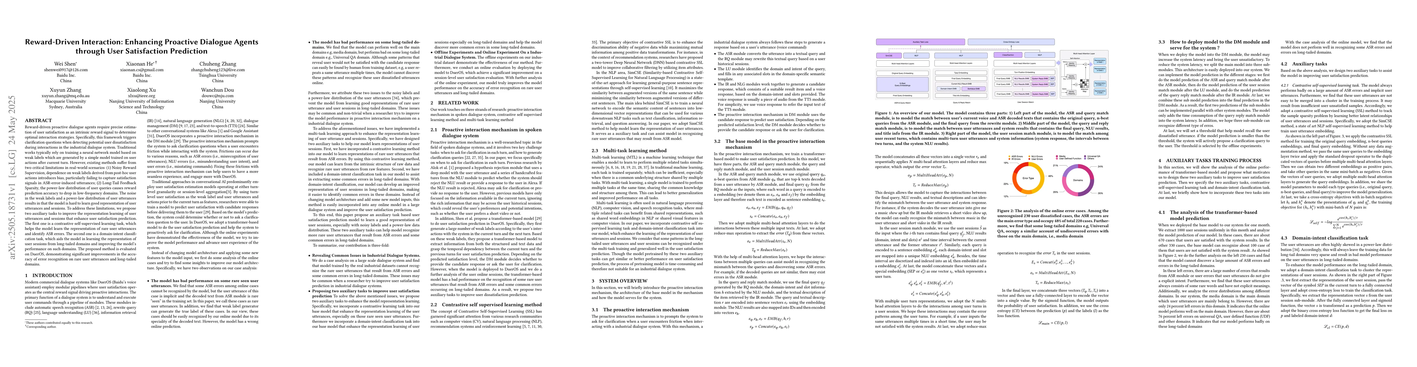Thumbnail for Reward-Driven Interaction: Enhancing Proactive Dialogue Agents through
  User Satisfaction Prediction