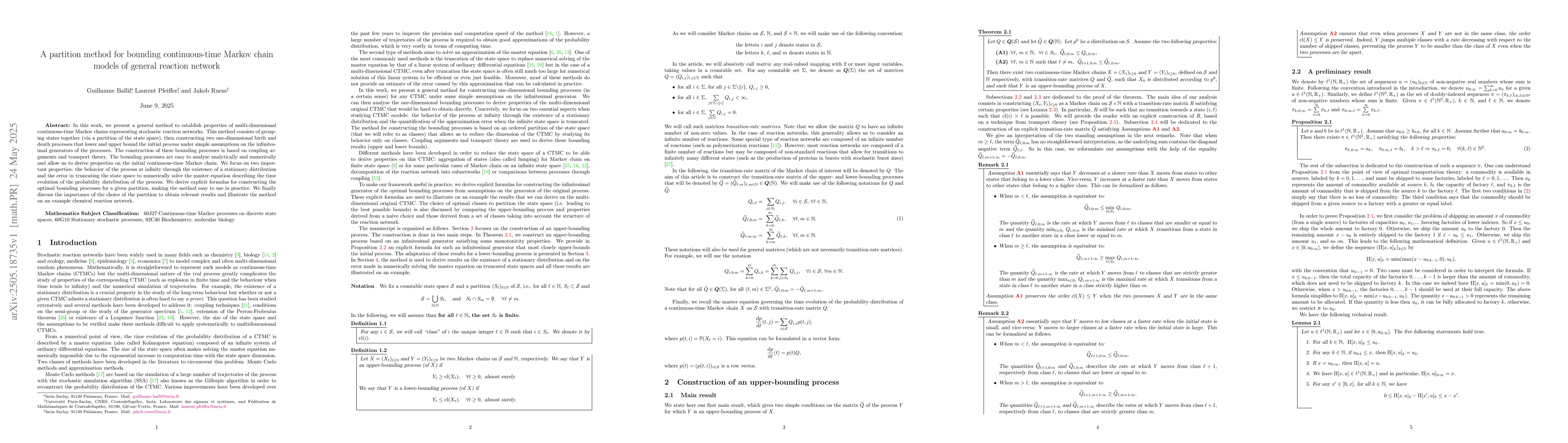 Thumbnail for A partition method for bounding continuous-time Markov chain models of
  general reaction network