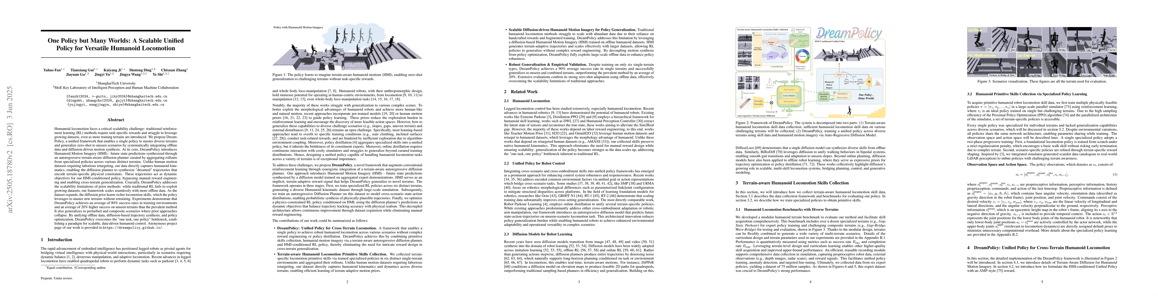Thumbnail for One Policy but Many Worlds: A Scalable Unified Policy for Versatile
  Humanoid Locomotion