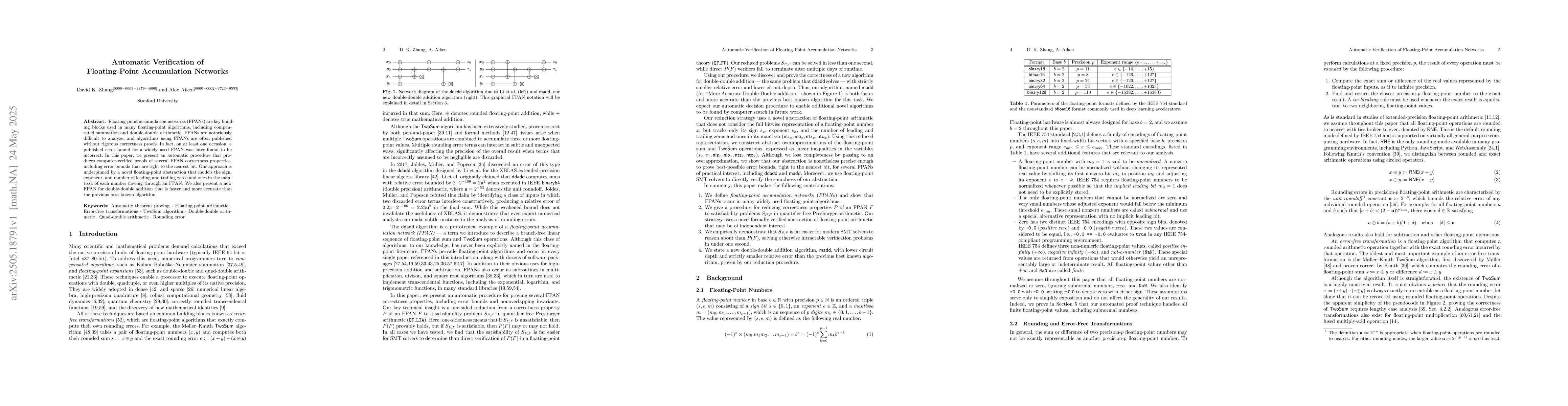 Thumbnail for Automatic Verification of Floating-Point Accumulation Networks