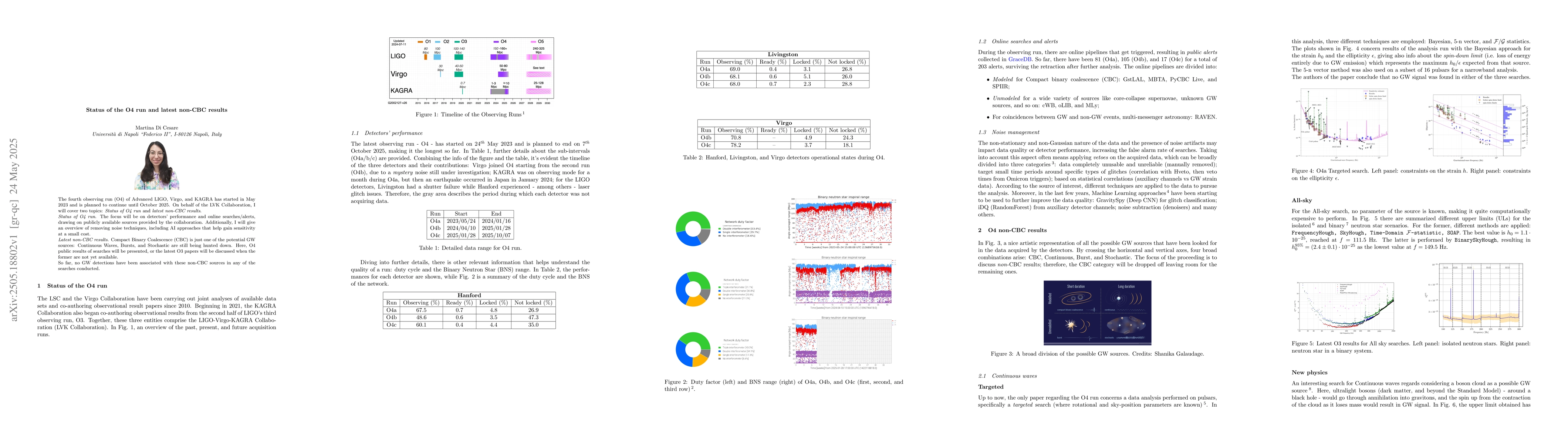 Thumbnail for Status of the O4 run and latest non-CBC results