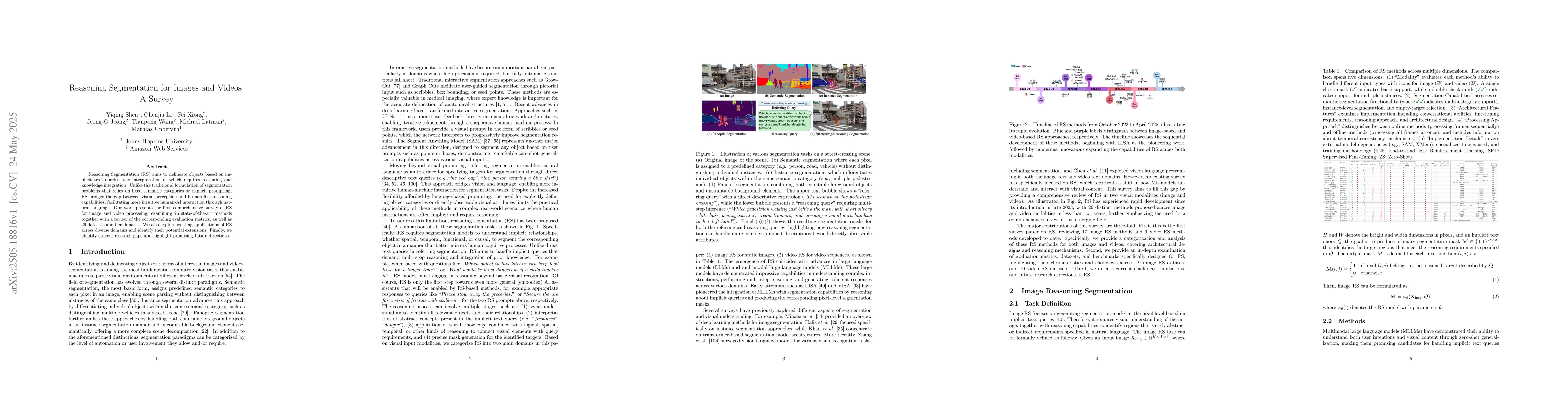 Thumbnail for Reasoning Segmentation for Images and Videos: A Survey