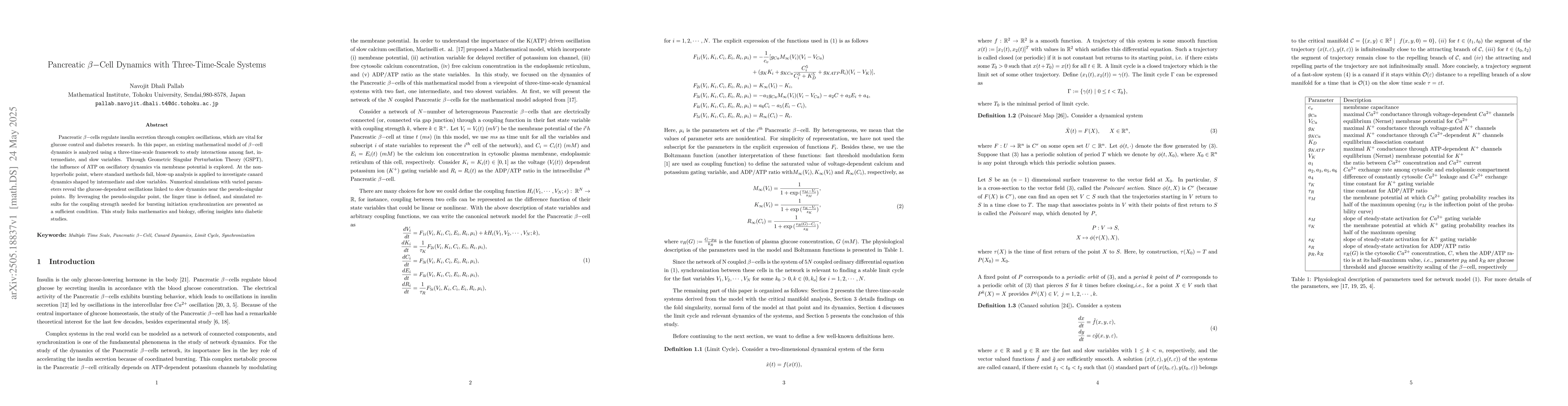 Thumbnail for Pancreatic $β-$Cell Dynamics with Three-Time-Scale Systems