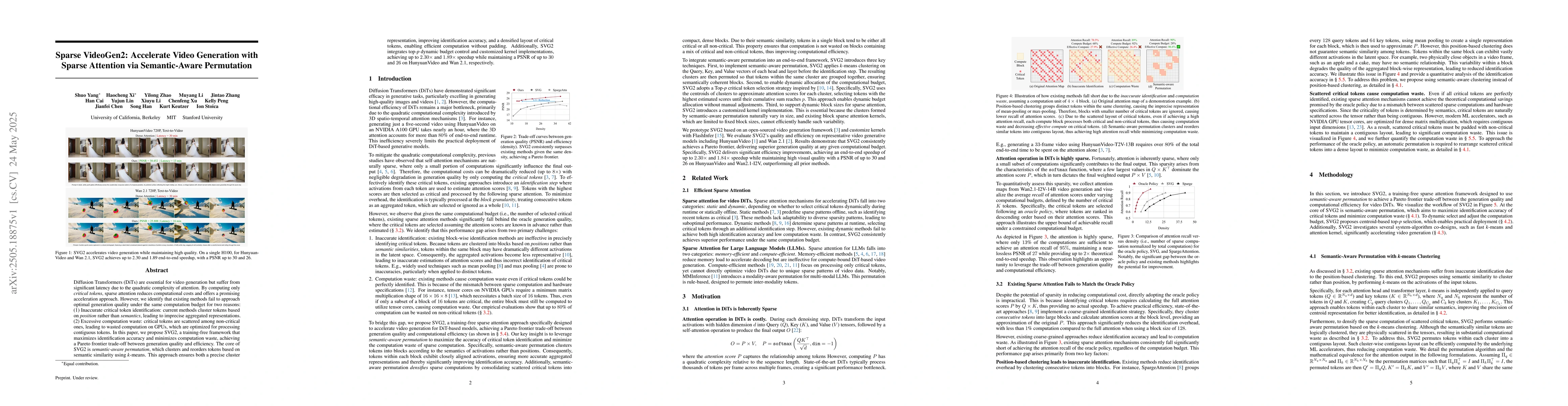 Thumbnail for Sparse VideoGen2: Accelerate Video Generation with Sparse Attention via
  Semantic-Aware Permutation