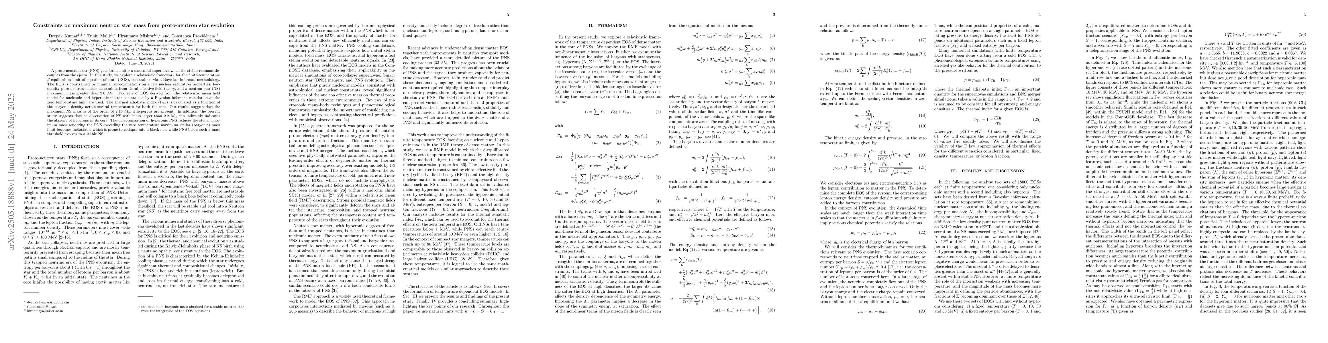 Thumbnail for Constraints on maximum neutron star mass from proto-neutron star
  evolution
