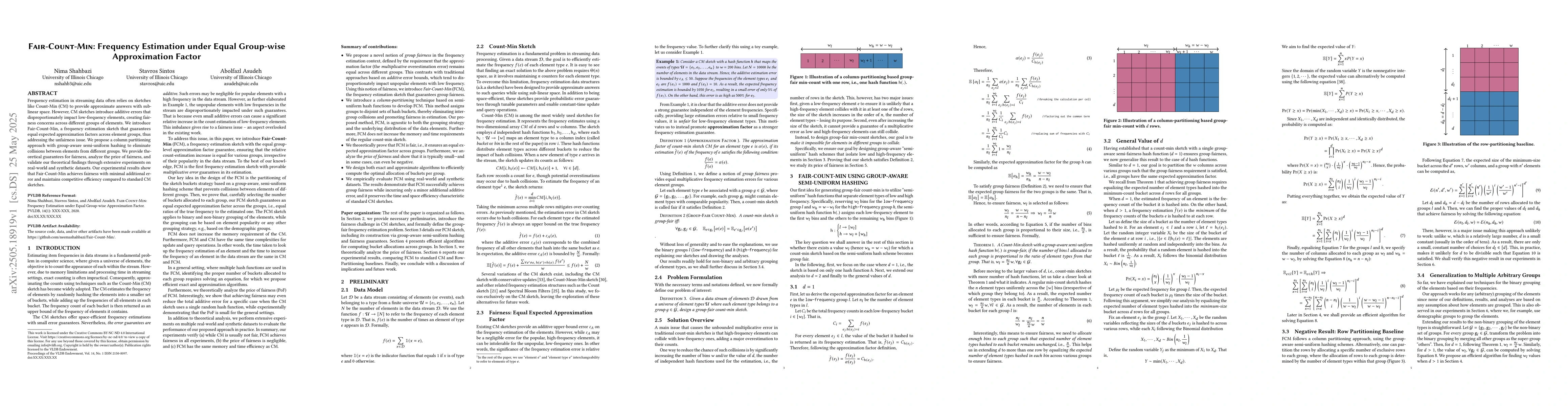 Thumbnail for Fair-Count-Min: Frequency Estimation under Equal Group-wise
  Approximation Factor