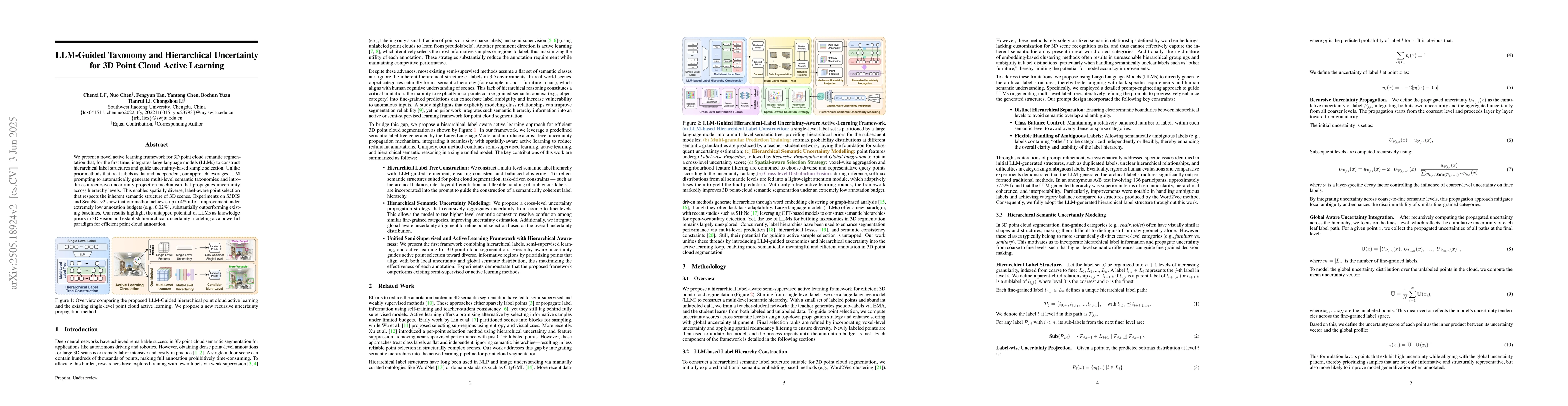 Thumbnail for LLM-Guided Taxonomy and Hierarchical Uncertainty for 3D Point Cloud
  Active Learning