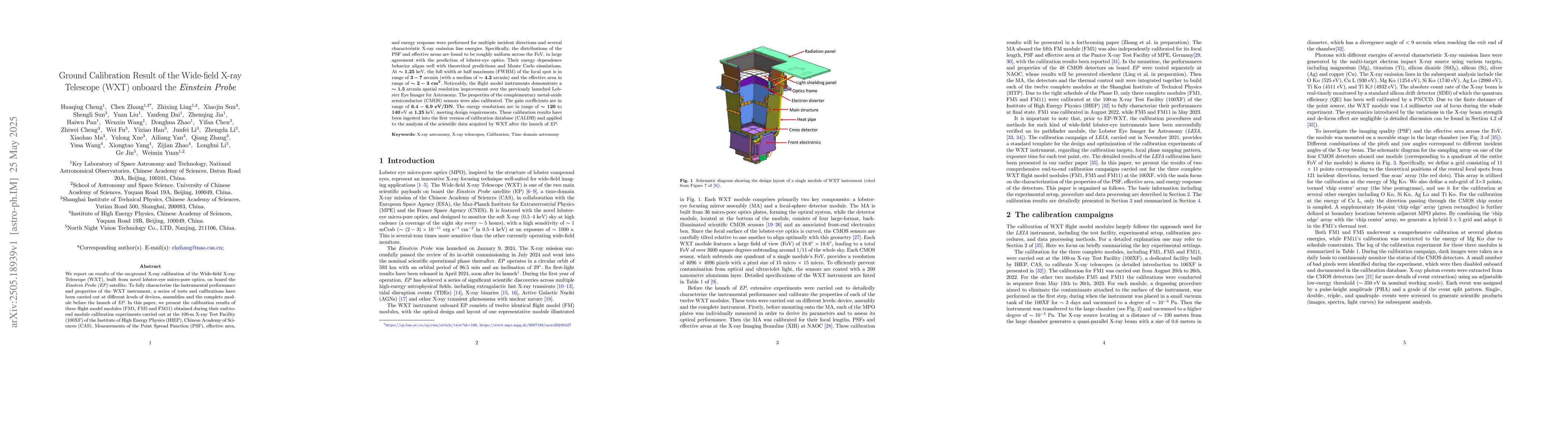 Thumbnail for Ground Calibration Result of the Wide-field X-ray Telescope (WXT)
  onboard the Einstein Probe